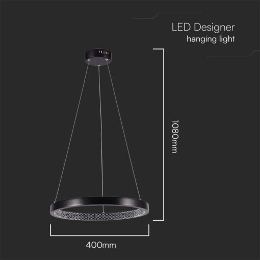 Kρεμαστό φωτιστικό Designer LED 19W 3000K Μαύρου Χρώματος V-TAC – 10052