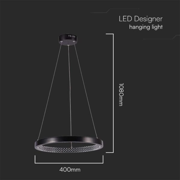 Kρεμαστό φωτιστικό Designer LED 19W 3000K Μαύρου Χρώματος V-TAC – 10052