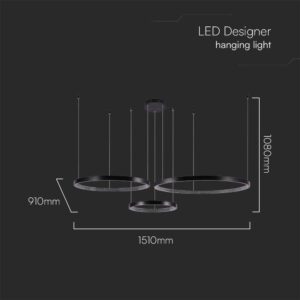 Κρεμαστό φωτιστικό LED 57W 4000K Μαύρου Χρώματος V-TAC – 10053