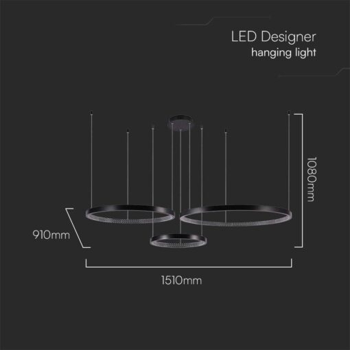Κρεμαστό φωτιστικό LED 57W 4000K Μαύρου Χρώματος V-TAC – 10053
