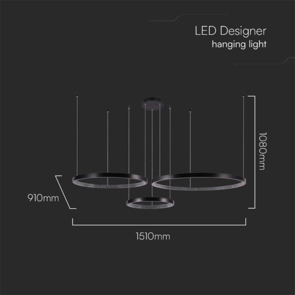 Κρεμαστό φωτιστικό LED 57W 4000K Μαύρου Χρώματος V-TAC – 10053