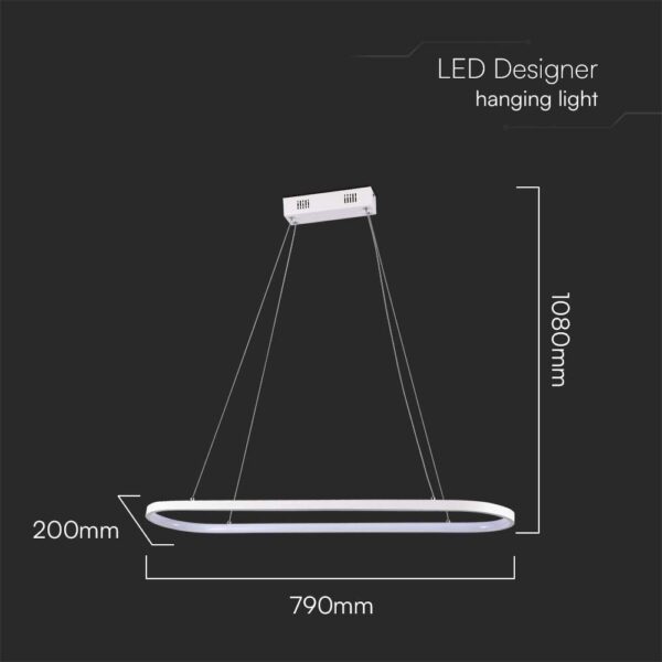 Κρεμαστό φωτιστικό LED 24W 4000K Λευκού Χρώματος V-TAC – 10055