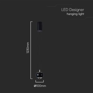 Κρεμαστό φωτιστικό οροφής LED 7W 3000K Μαύρου Χρώματος V-TAC – 10078