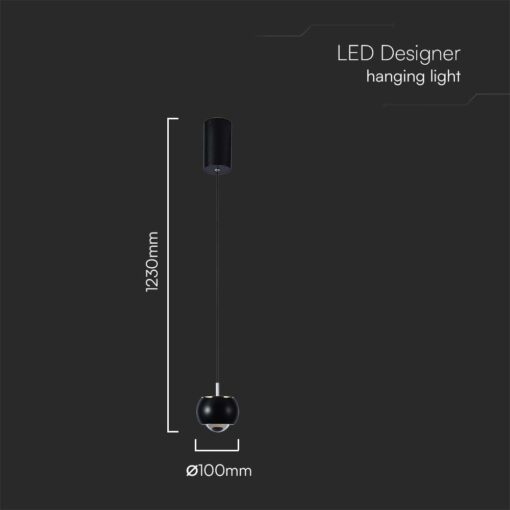 Κρεμαστό φωτιστικό οροφής LED 7W 3000K Μαύρου Χρώματος V-TAC – 10078