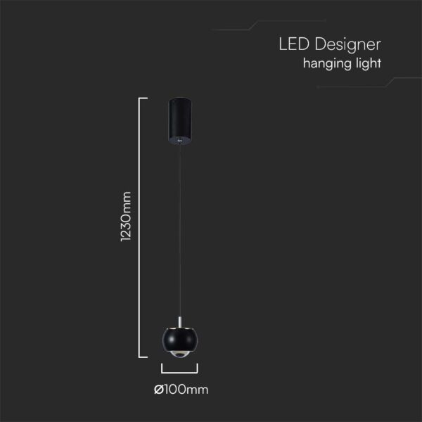 Κρεμαστό φωτιστικό οροφής LED 7W 3000K Μαύρου Χρώματος V-TAC – 10078