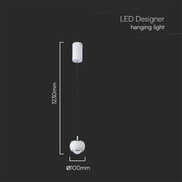 Κρεμαστό φωτιστικό οροφής LED 7W 4000K Λευκού Χρώματος V-TAC – 10079