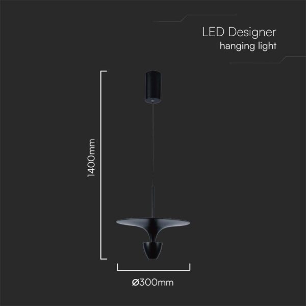 Κρεμαστό φωτιστικό LED 9W 4000K Μαύρου Χρώματος V-TAC – 10083