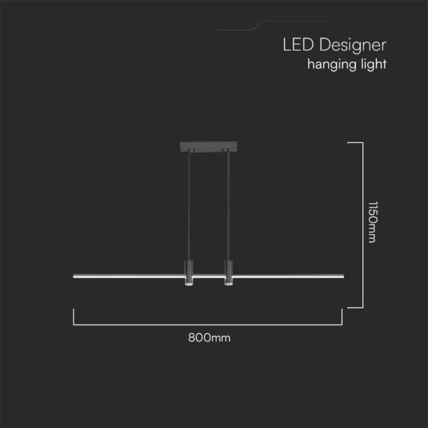 Kρεμαστό φωτιστικό Designer LED 19W 3000K Μαύρου Χρώματος V-TAC – 10060