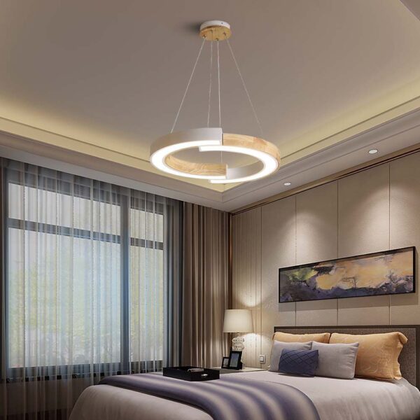 Κρεμαστό φωτιστικό LED 32W 4000K Χρώματος Λευκού και Ξύλου V-TAC – 10089