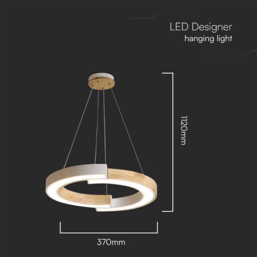 Κρεμαστό φωτιστικό LED 32W 4000K Χρώματος Λευκού και Ξύλου V-TAC – 10089