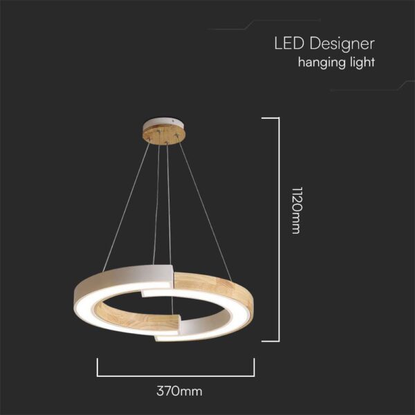 Κρεμαστό φωτιστικό LED 32W 4000K Χρώματος Λευκού και Ξύλου V-TAC – 10089
