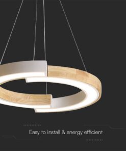Κρεμαστό φωτιστικό LED 32W 4000K Χρώματος Λευκού και Ξύλου V-TAC – 10089