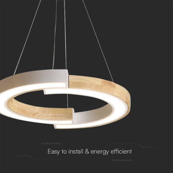 Κρεμαστό φωτιστικό LED 32W 4000K Χρώματος Λευκού και Ξύλου V-TAC – 10089