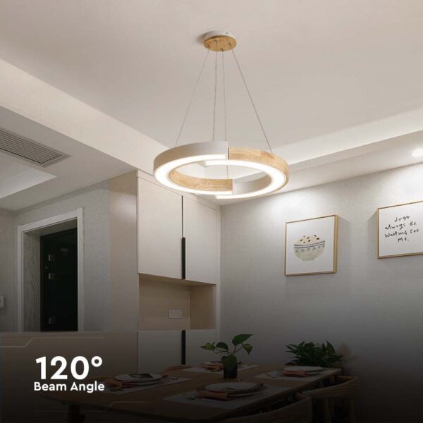 Κρεμαστό φωτιστικό LED 32W 4000K Χρώματος Λευκού και Ξύλου V-TAC – 10089