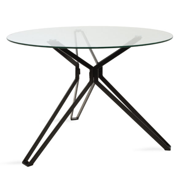 Dining table table Aryan pakoworld glass top - black legs D110x75cm 101-000020