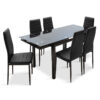 Dining set 7pcs Finn-Parker pakoworld glass with black pu 110-170x70x75cm 101-000056