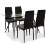 Dining set 5pcs Astrid-Parker pakoworld glass with black pu 140x80x75cm 101-000061