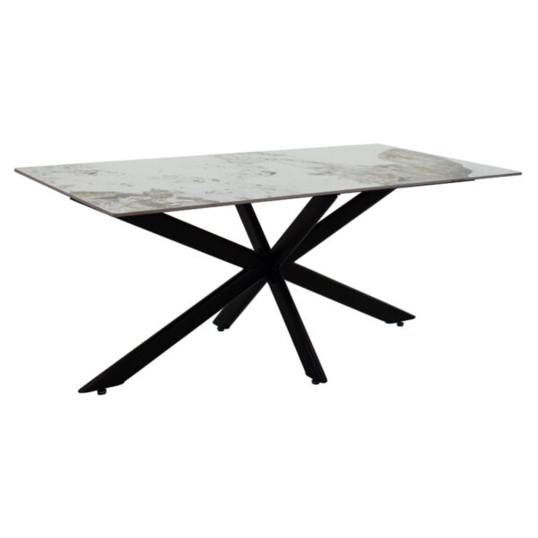 Dinning table Bethan pakoworld sintered stone white marble- metal black leg design 180x90x75cm 101-000067