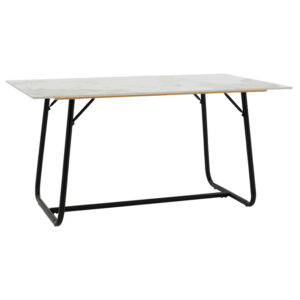 Dinning table Revello pakoworld sintered stone white marble- metal black leg design 150x90x75cm 101-000074