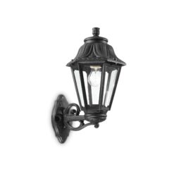 IDEAL LUX Απλίκα Τοίχου DAFNE 1xE27 IP55 Μαύρου Χρώματος – 101491