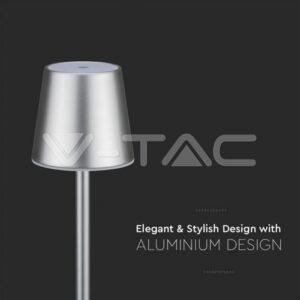 Επαναφορτιζόμενο Πορτατιφ LED 3W Dimmable Αφής 4000Κ Γκρι V-TAC – 10188