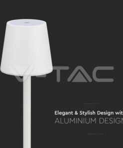 Επαναφορτιζόμενο Πορτατιφ LED 3W Dimmable Αφής Λευκό 3000Κ V-TAC – 10191