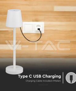 Επαναφορτιζόμενο Πορτατιφ LED 3W Dimmable Αφής Λευκό 3000Κ V-TAC – 10191