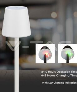 Επαναφορτιζόμενο Πορτατιφ LED 3W Dimmable Αφής Λευκό 3000Κ V-TAC – 10191