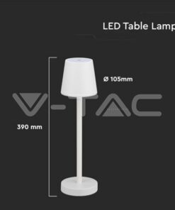 Επαναφορτιζόμενο Πορτατιφ LED 3W Dimmable Αφής Λευκό 3000Κ V-TAC – 10191