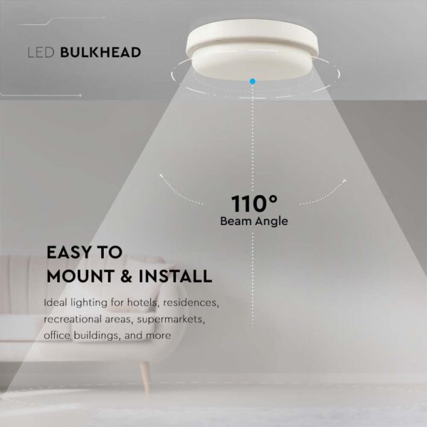 Πλαφονιέρα LED 12W 3000K Λευκού Χρώματος IP54 V-TAC – 10195