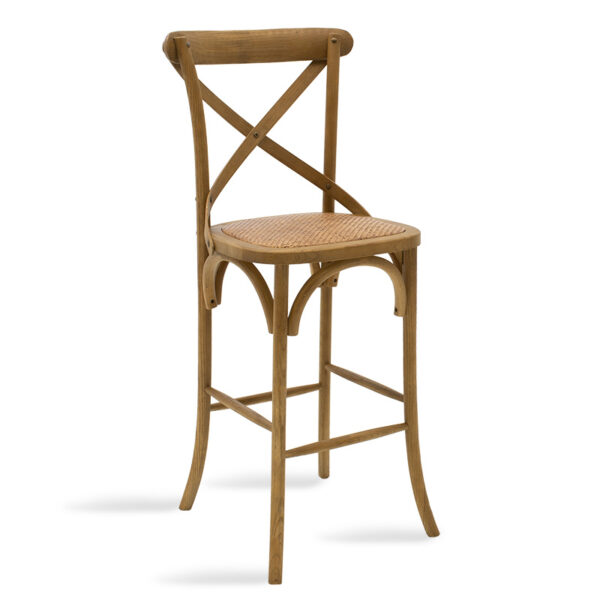 Bar stool Reid pakoworld wood light walnut- brown rattan 102-000006