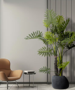 GloboStar® Artificial Garden CHLOE 20708 Επιδαπέδιο Πολυεστερικό Τσιμεντένιο Κασπώ Γλάστρα – Flower Pot Μαύρο Μ60 x Π55 x Υ43cm