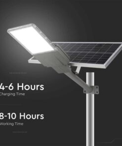 LED ηλιακό φωτιστικό δρόμου 60W φυσικό λευκό 4000K με γκρι σώμα για ιστό & τοίχο με τηλεχειριστήριο V-TAC – 10226