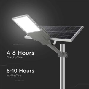 LED ηλιακό φωτιστικό δρόμου 60W φυσικό λευκό 4000K με γκρι σώμα για ιστό & τοίχο με τηλεχειριστήριο V-TAC – 10226