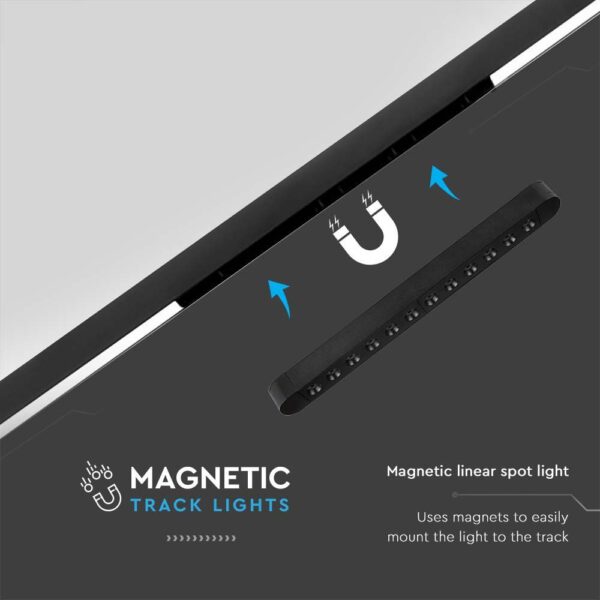 Μαγνητικό φωτιστικό ράγας ultra thin LED 48V 12W SMD 4000K Μαύρου Χρώματος V-TAC – 10236