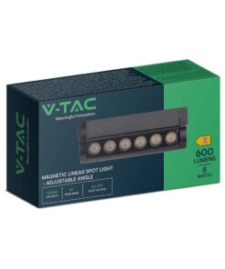 Mαγνητικό φωτιστικό ράγας LED 48V 5W SMD 4000K Μαύρου Χρώματος Ρυθμιζόμενο V-TAC – 10257