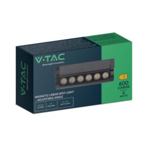 Mαγνητικό φωτιστικό ράγας LED 48V 5W SMD 4000K Μαύρου Χρώματος Ρυθμιζόμενο V-TAC – 10257