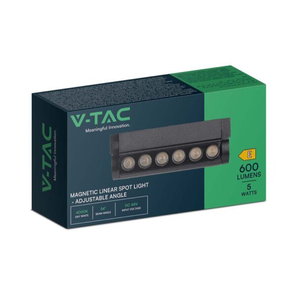 Mαγνητικό φωτιστικό ράγας LED 48V 5W SMD 4000K Μαύρου Χρώματος Ρυθμιζόμενο V-TAC – 10257