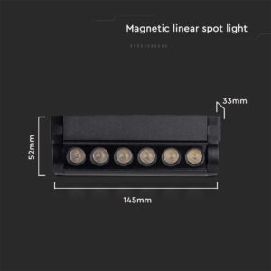 Mαγνητικό φωτιστικό ράγας LED 48V 5W SMD 4000K Μαύρου Χρώματος Ρυθμιζόμενο V-TAC – 10257