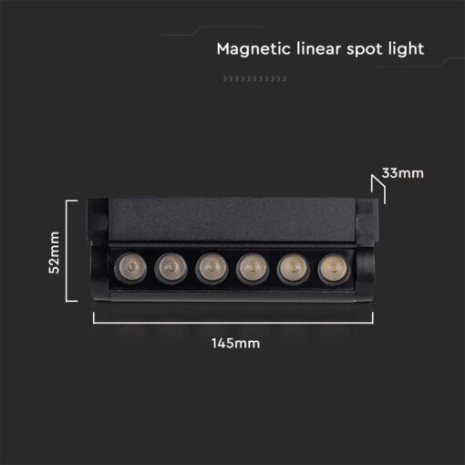 Mαγνητικό φωτιστικό ράγας LED 48V 5W SMD 4000K Μαύρου Χρώματος Ρυθμιζόμενο V-TAC – 10257