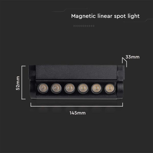 Mαγνητικό φωτιστικό ράγας LED 48V 5W SMD 4000K Μαύρου Χρώματος Ρυθμιζόμενο V-TAC – 10257