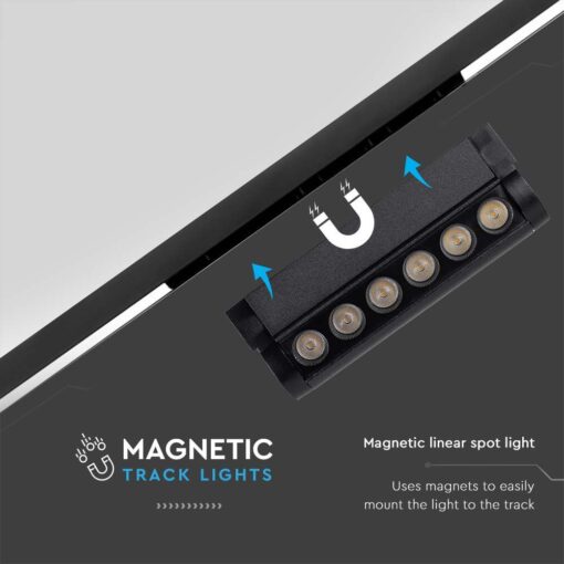 Mαγνητικό φωτιστικό ράγας LED 48V 5W SMD 4000K Μαύρου Χρώματος Ρυθμιζόμενο V-TAC – 10257