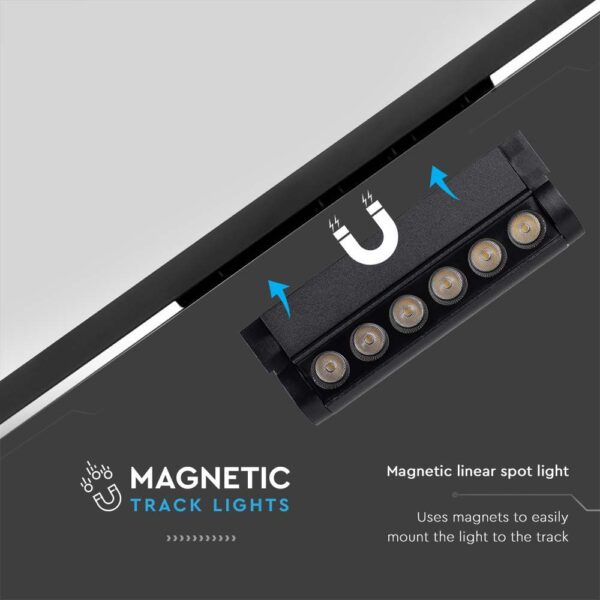 Mαγνητικό φωτιστικό ράγας LED 48V 5W SMD 4000K Μαύρου Χρώματος Ρυθμιζόμενο V-TAC – 10257
