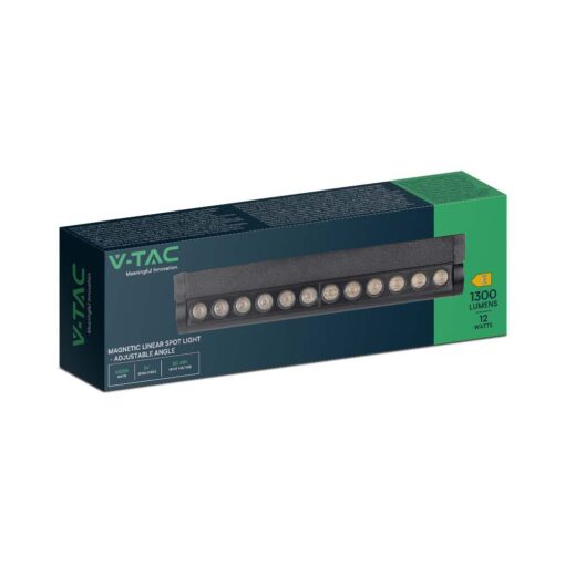 Μαγνητικό φωτιστικό ράγας LED 48V 12W SMD 4000K Μαύρου Χρώματος Ρυθμιζόμενο V-TAC – 10260