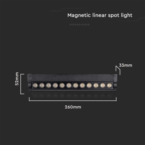 Μαγνητικό φωτιστικό ράγας LED 48V 12W SMD 4000K Μαύρου Χρώματος Ρυθμιζόμενο V-TAC – 10260
