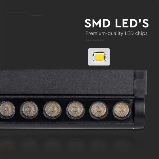 Μαγνητικό φωτιστικό ράγας LED 48V 12W SMD 4000K Μαύρου Χρώματος Ρυθμιζόμενο V-TAC – 10260