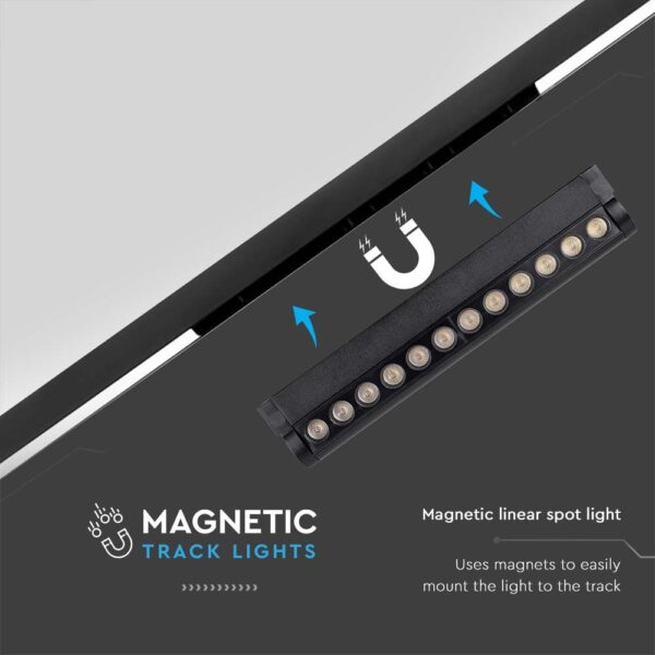 Μαγνητικό φωτιστικό ράγας LED 48V 12W SMD 6400K Μαύρου Χρώματος V-TAC – 10262
