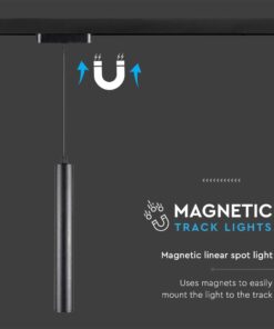 LED μαγνητικό κρεμαστό φωτιστικό ράγας 48V 15W SMD 4000K φυσικό λευκό μαύρο σώμα V-TAC – 10263