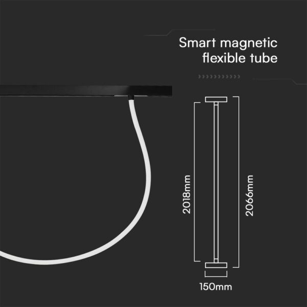 Smart Μαγνητικό Φωτιστικό με Εύκαμπτο Σωλήνα LED 24W CCT Μαύρου Χρώματος Dimmable V-TAC – 10276VT