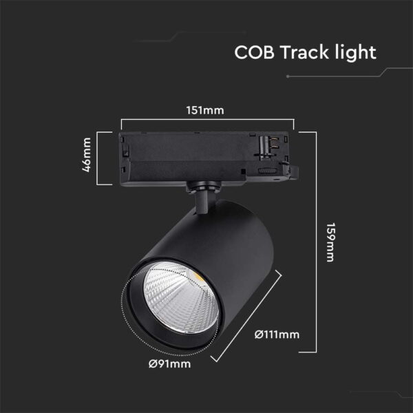 Φωτιστικό ράγας τριφασικό COB LED 35W 4000K Mαύρου Χρώματος V-TAC – 10281
